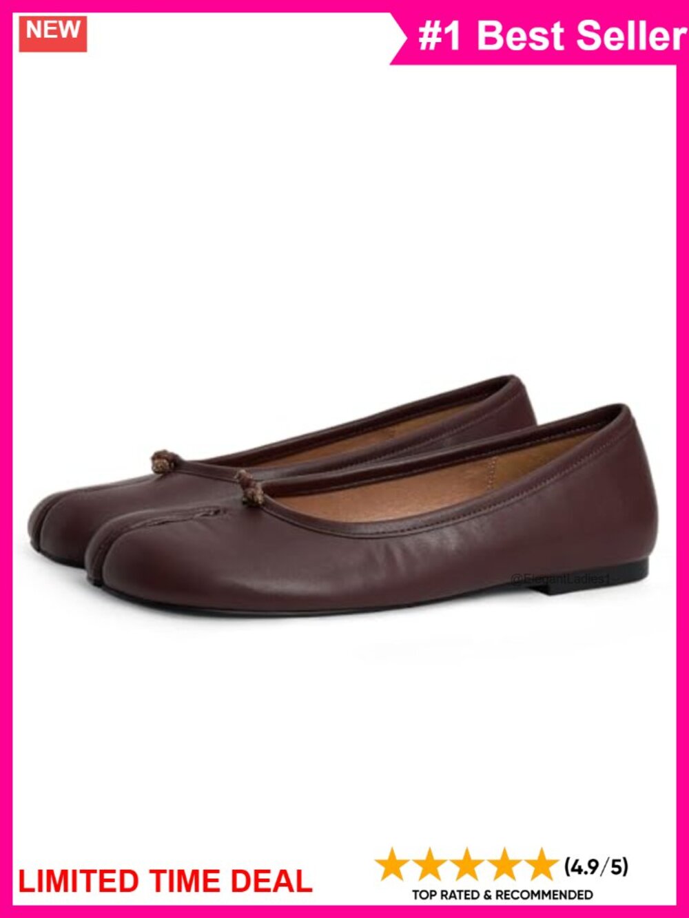 Tabi Ballet Flats Split Toe Slip-On Low Heel Comfortable Casual Work Women's